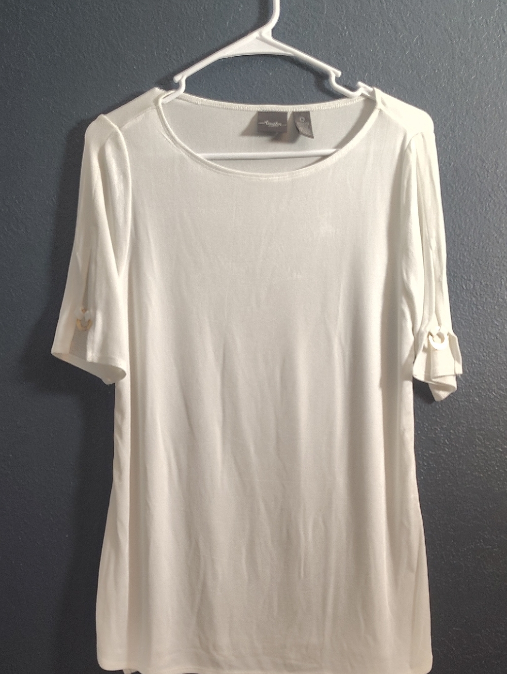 Casual Comfortable Chic travelers Emblished Sleeve profession Cream Stretchy Top